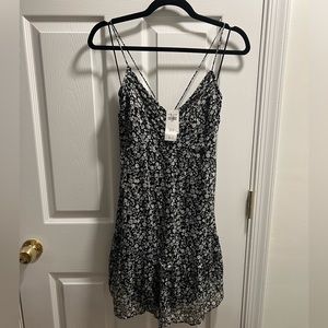 A&F Black Floral Cami Mini Dress with Flowy Skirt - Size L